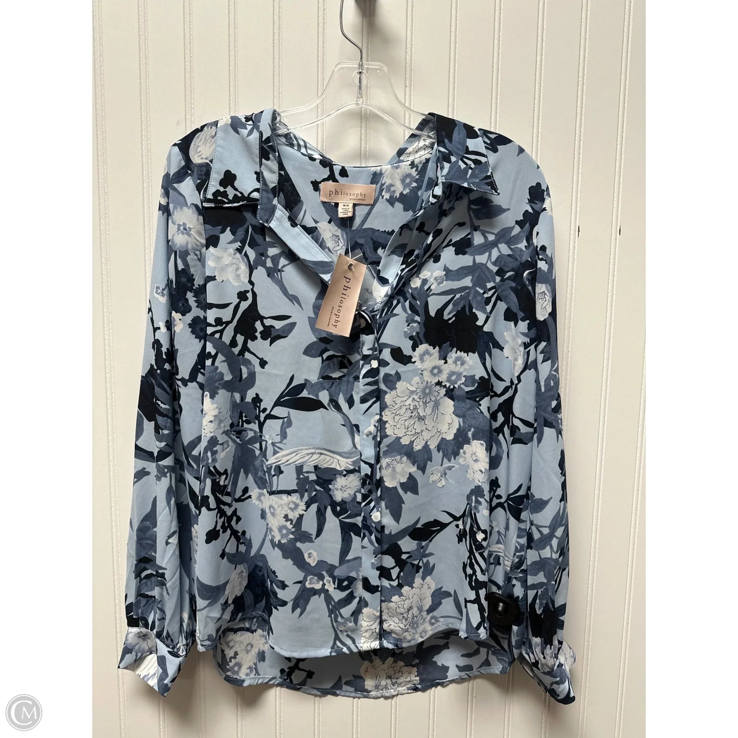 Top Long Sleeve By Philosophy In Blue, Size: M