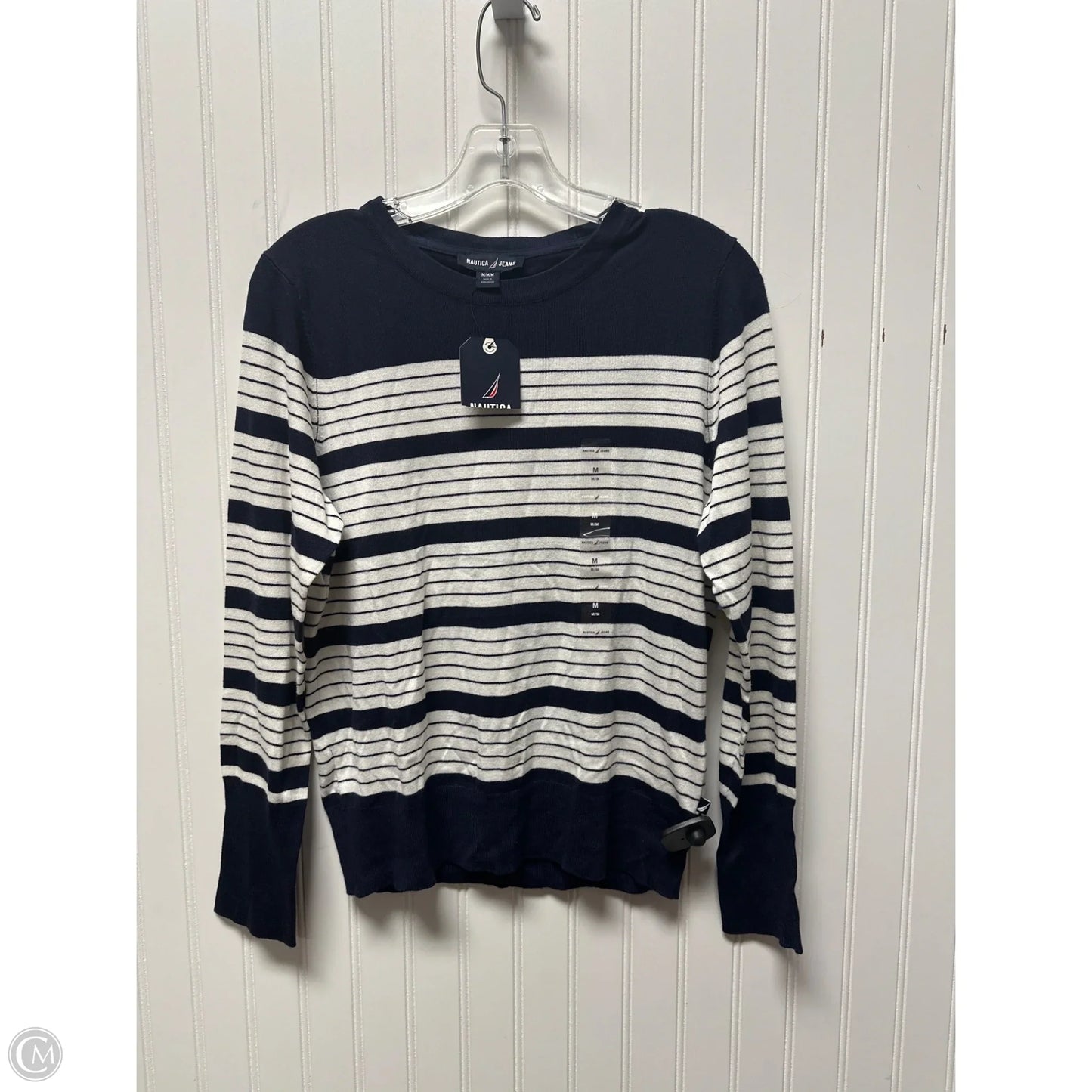 Sweater By Nautica In Blue & White, Size: M
