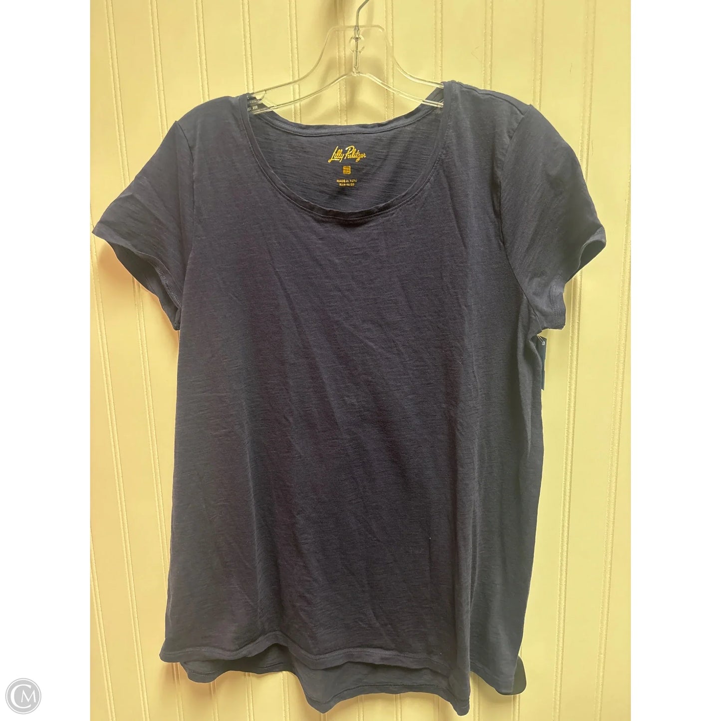 Top Short Sleeve Designer By Lilly Pulitzer In Blue, Size: L