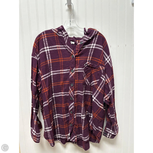 Top Long Sleeve By Maurices In Plaid Pattern, Size: 4x