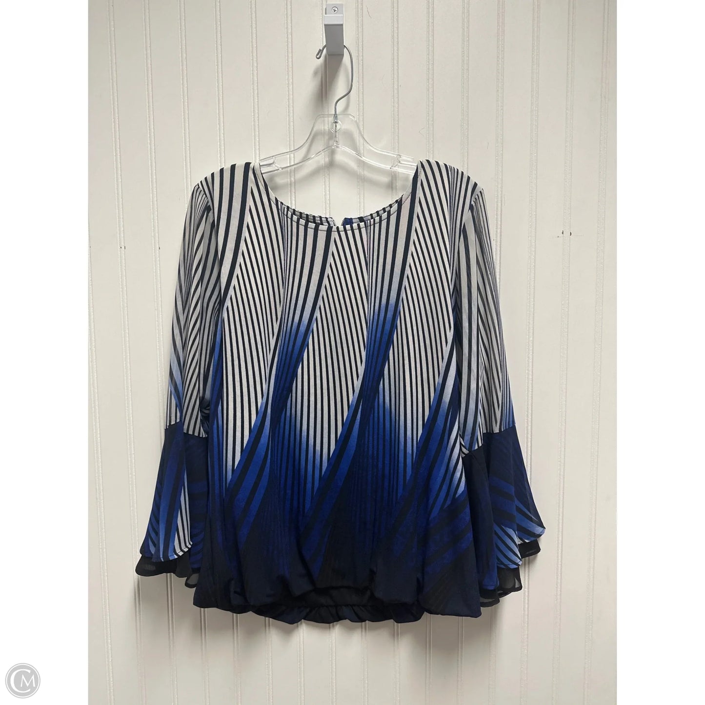 Top Long Sleeve By Alfani In Blue & White, Size: Xl