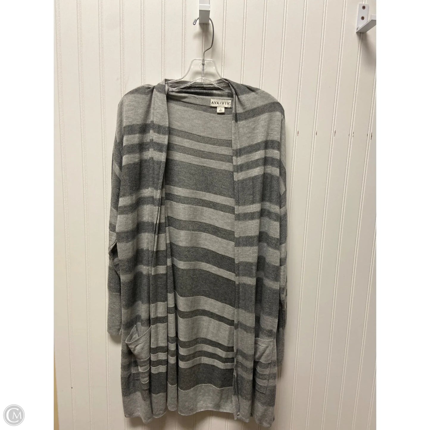 Cardigan By Ava & Viv In Grey, Size: 1x