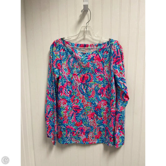 Top Long Sleeve Designer By Lilly Pulitzer In Blue & Pink, Size: M