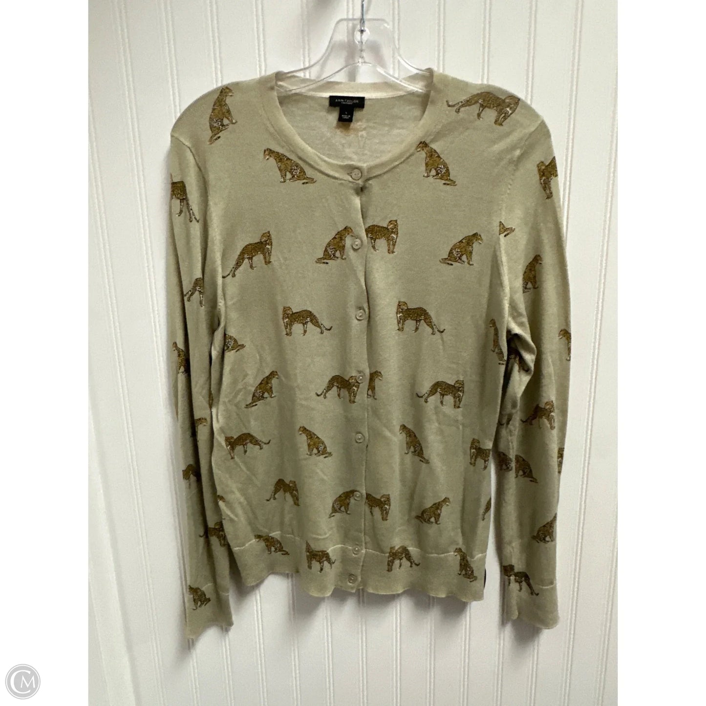 Cardigan By Ann Taylor In Animal Print, Size: L