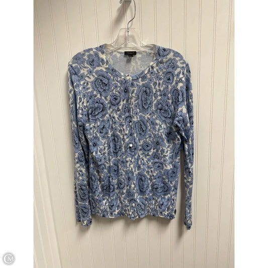 Cardigan By Ann Taylor In Blue & White, Size: L