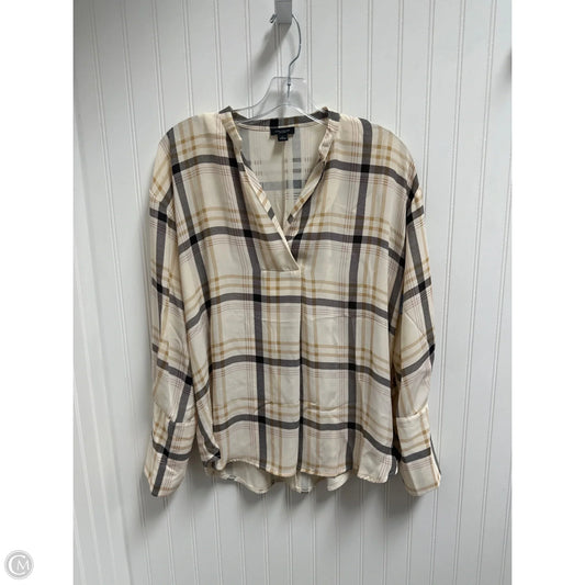 Top Long Sleeve By Ann Taylor In Plaid Pattern, Size: M