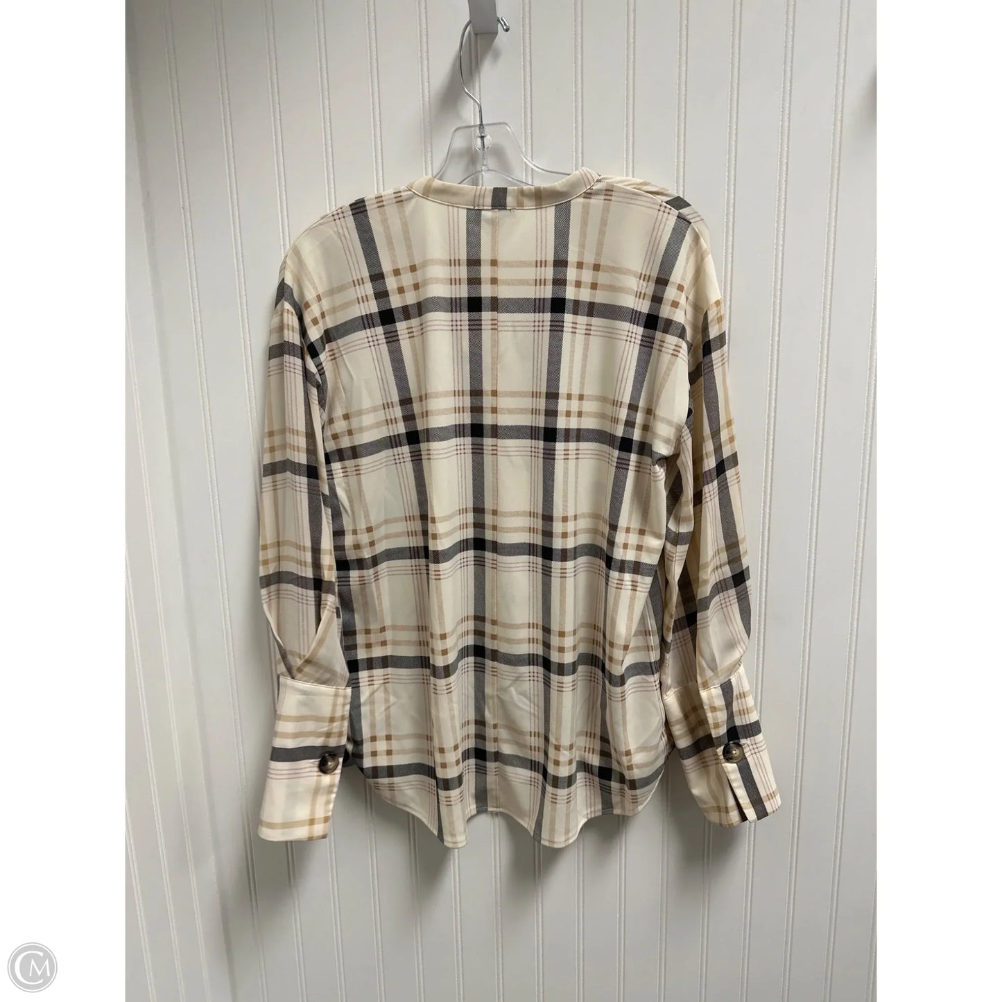 Top Long Sleeve By Ann Taylor In Plaid Pattern, Size: M