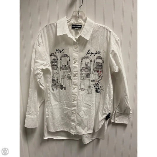Top Long Sleeve Designer By Karl Lagerfeld In White, Size: S