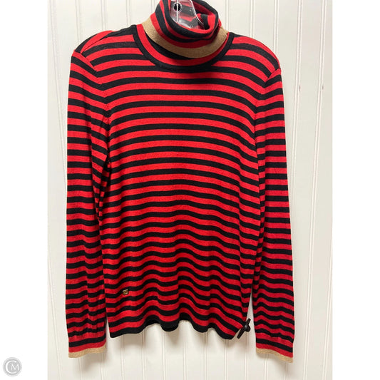 Sweater By Lauren By Ralph Lauren In Black & Red, Size: L
