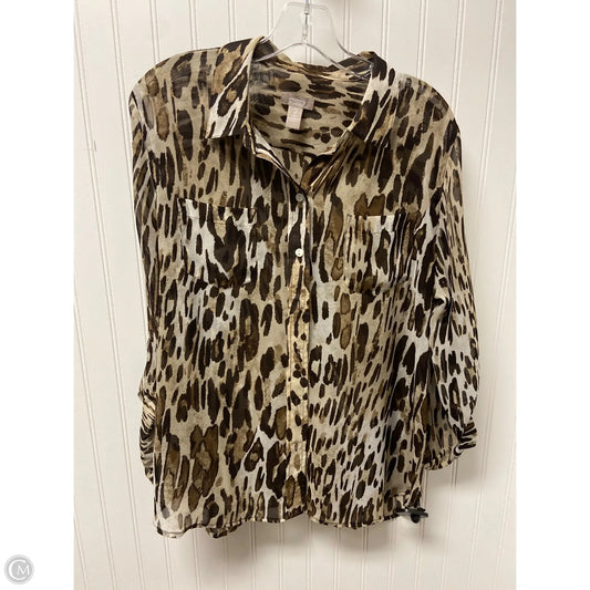 Top Long Sleeve By Chicos In Animal Print, Size: Xl