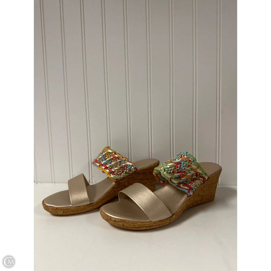 Sandals Heels Wedge By Italian Shoemakers In Multi-colored, Size: 7