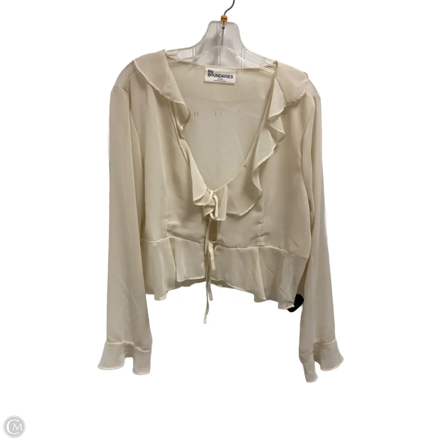 Top Long Sleeve By No Boundaries In Cream, Size: Xl