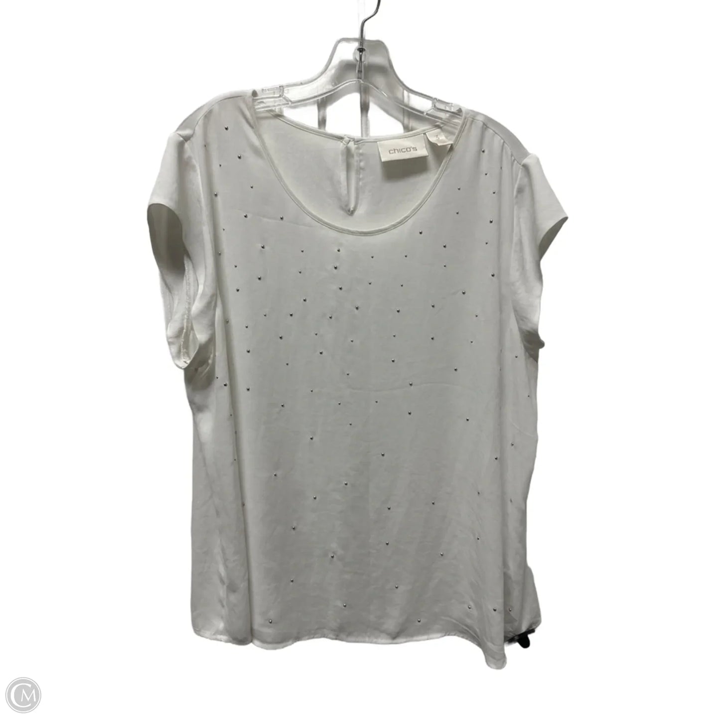Top Short Sleeve By Chicos In White, Size: Xl