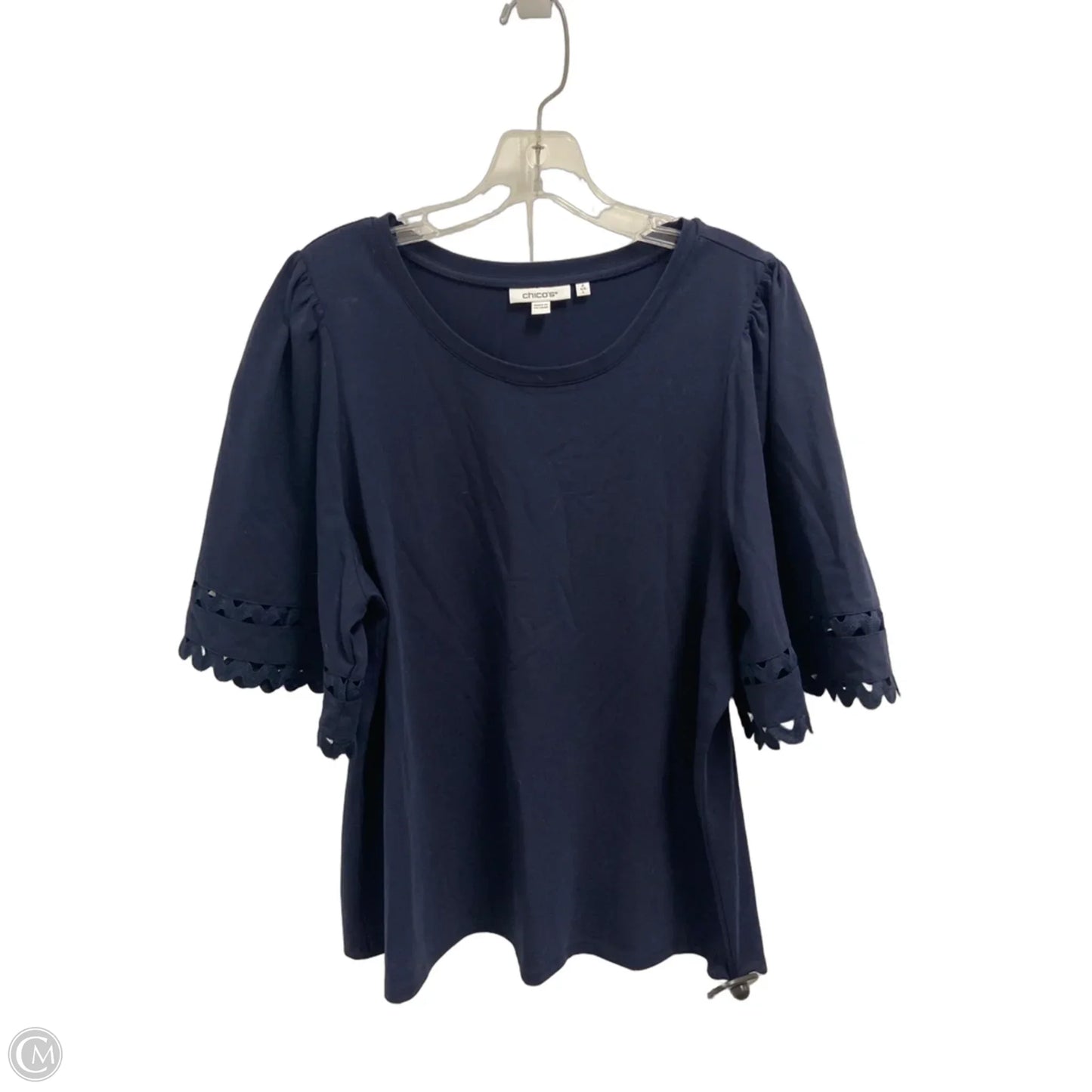 Top Short Sleeve By Chicos In Navy, Size: L