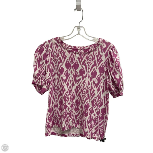 Top Short Sleeve By Chicos In Purple & White, Size: L