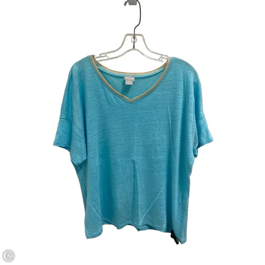 Top Short Sleeve By Chicos In Aqua, Size: L