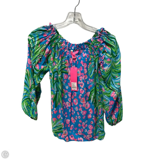 Top Long Sleeve Designer By Lilly Pulitzer In Blue & Green, Size: Xxs