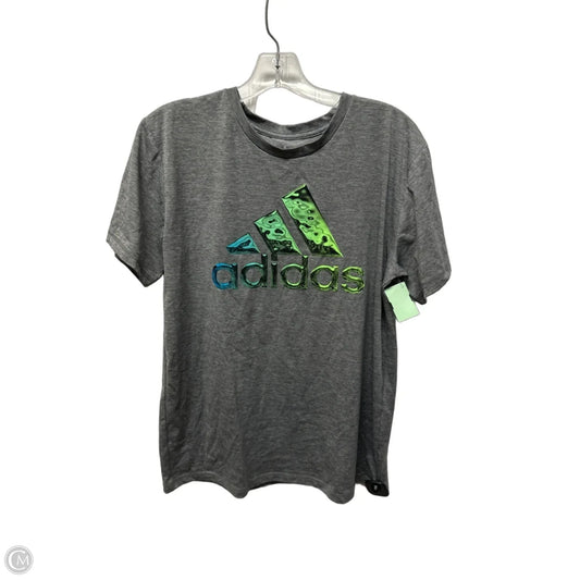 Athletic Top Short Sleeve By Adidas In Grey, Size: Xl