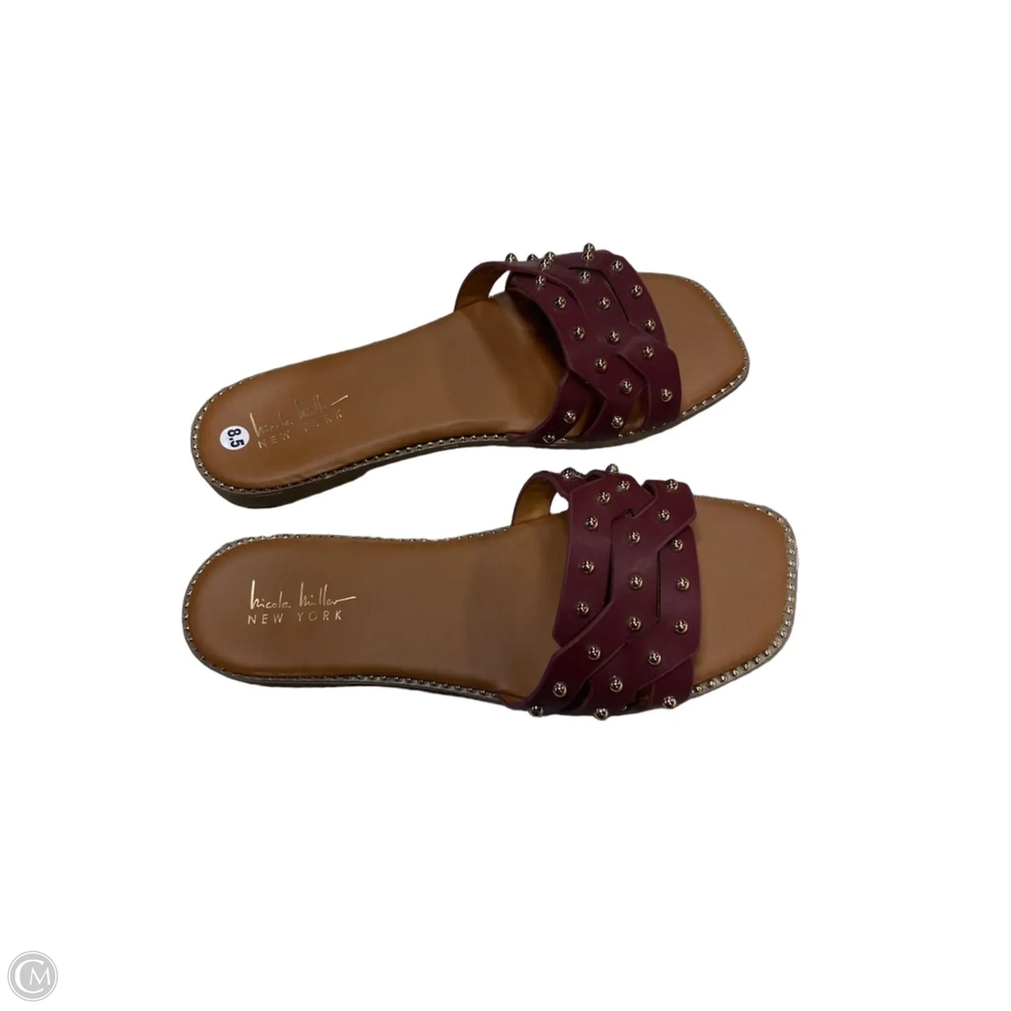 Sandals Flats By Nicole Miller In Maroon, Size: 8.5
