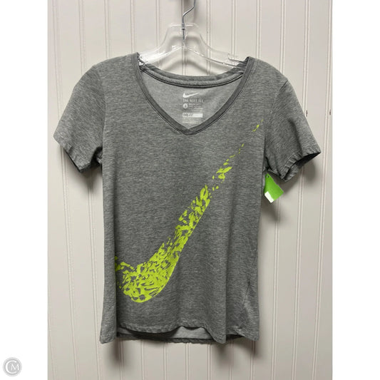 Athletic Top Short Sleeve By Nike In Grey, Size: S