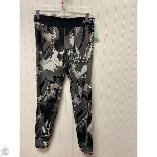 Athletic Leggings By Nike In Grey & White, Size: L