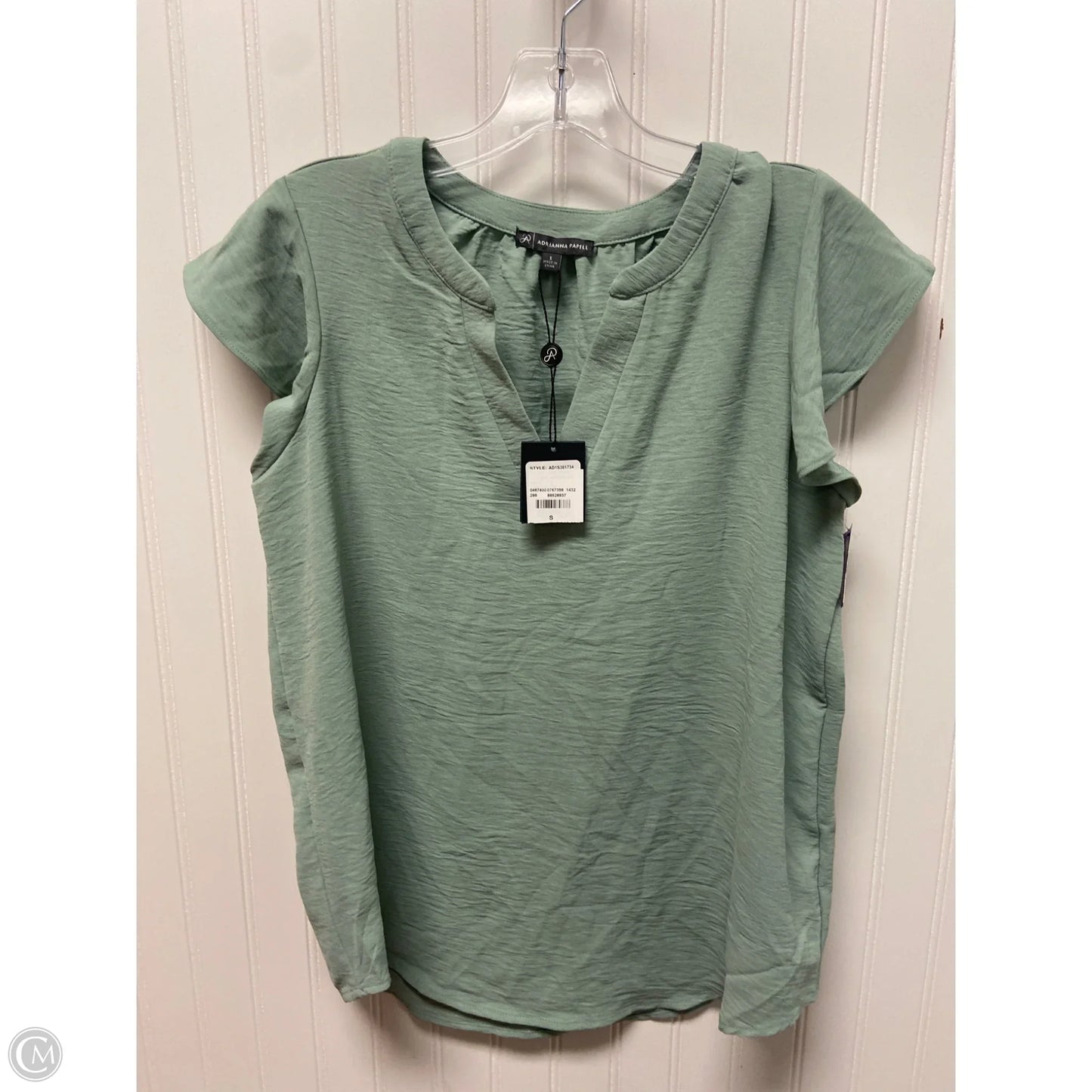 Top Short Sleeve By Adrianna Papell In Green, Size: S