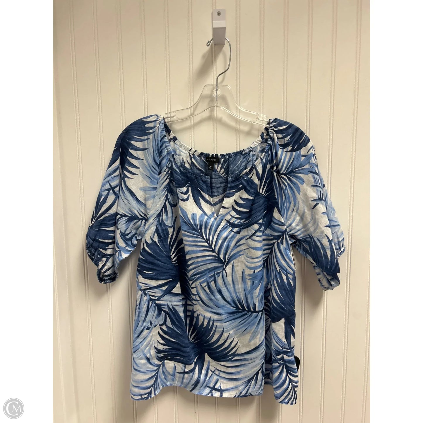 Top Short Sleeve By Talbots In Blue & White, Size: Xs