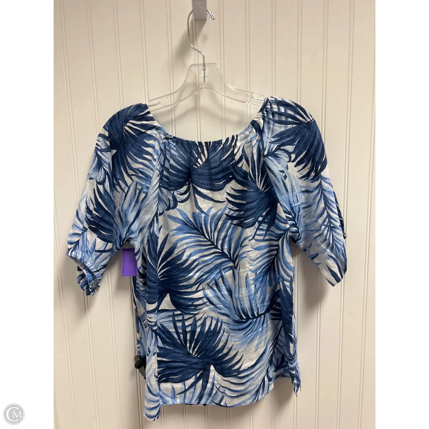 Top Short Sleeve By Talbots In Blue & White, Size: Xs