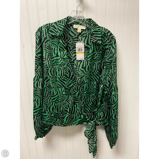 Top Long Sleeve By Michael By Michael Kors In Black & Green, Size: M