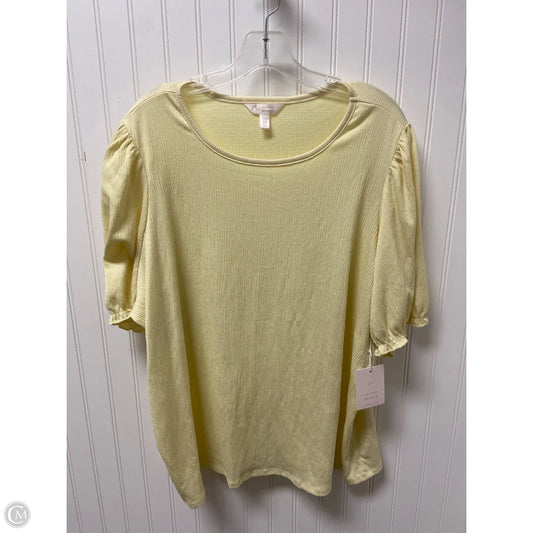 Top Short Sleeve By Lc Lauren Conrad In Yellow, Size: 2x