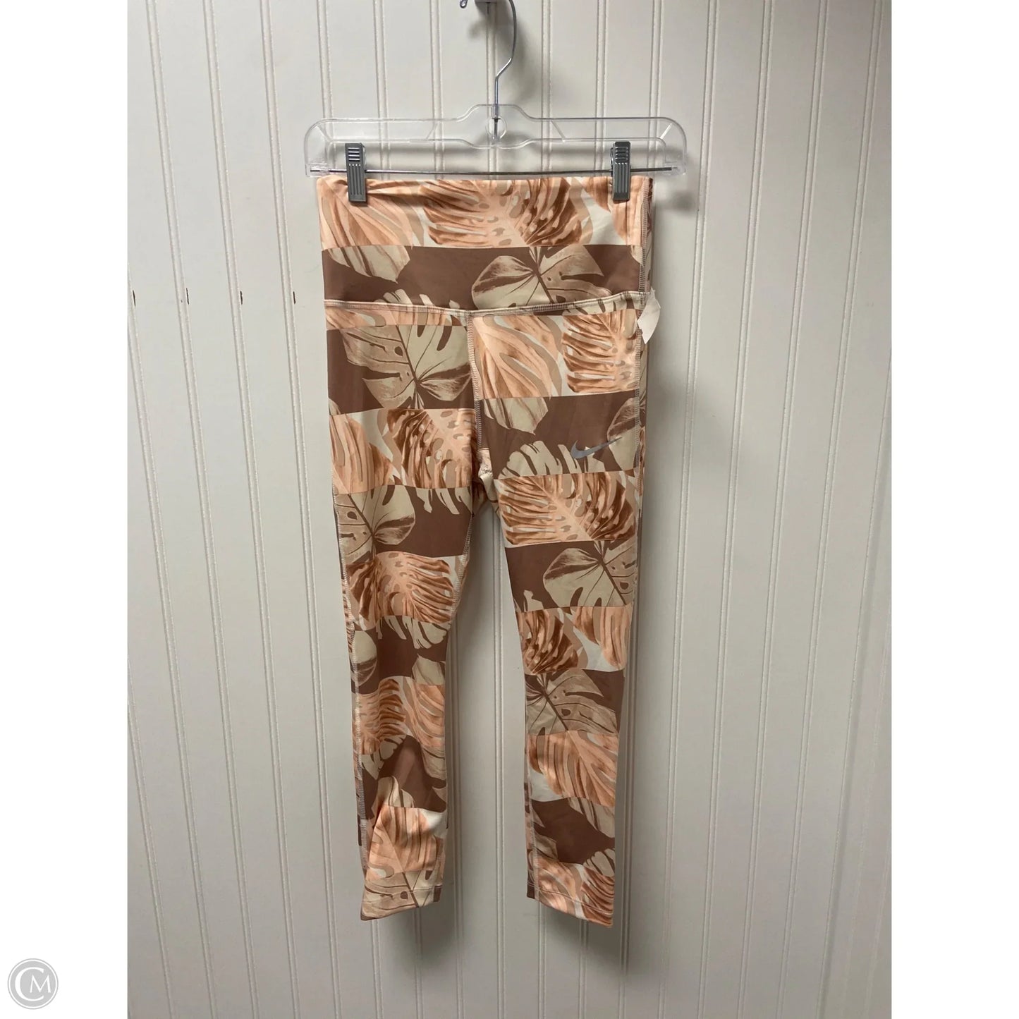 Athletic Leggings By Nike In Brown & Cream, Size: S