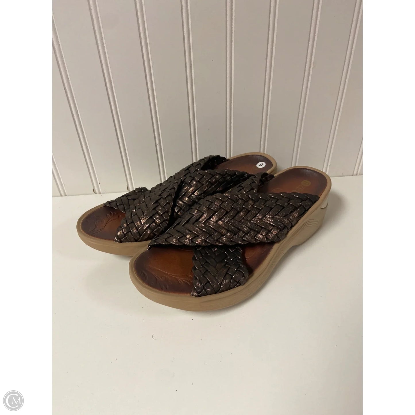 Sandals Heels Wedge By Bzees In Brown, Size: 9