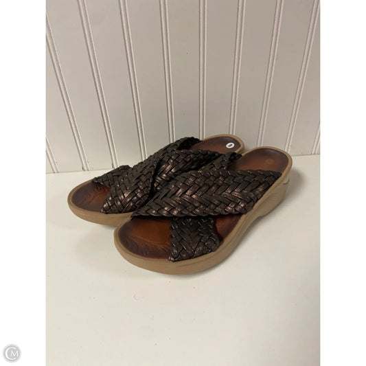 Sandals Heels Wedge By Bzees In Brown, Size: 9