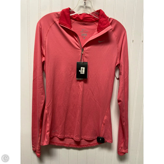 Athletic Top Long Sleeve Collar By Nike In Pink, Size: S