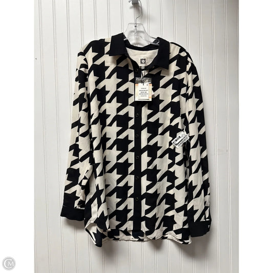 Top Long Sleeve By Anne Klein In Black & White, Size: Xl