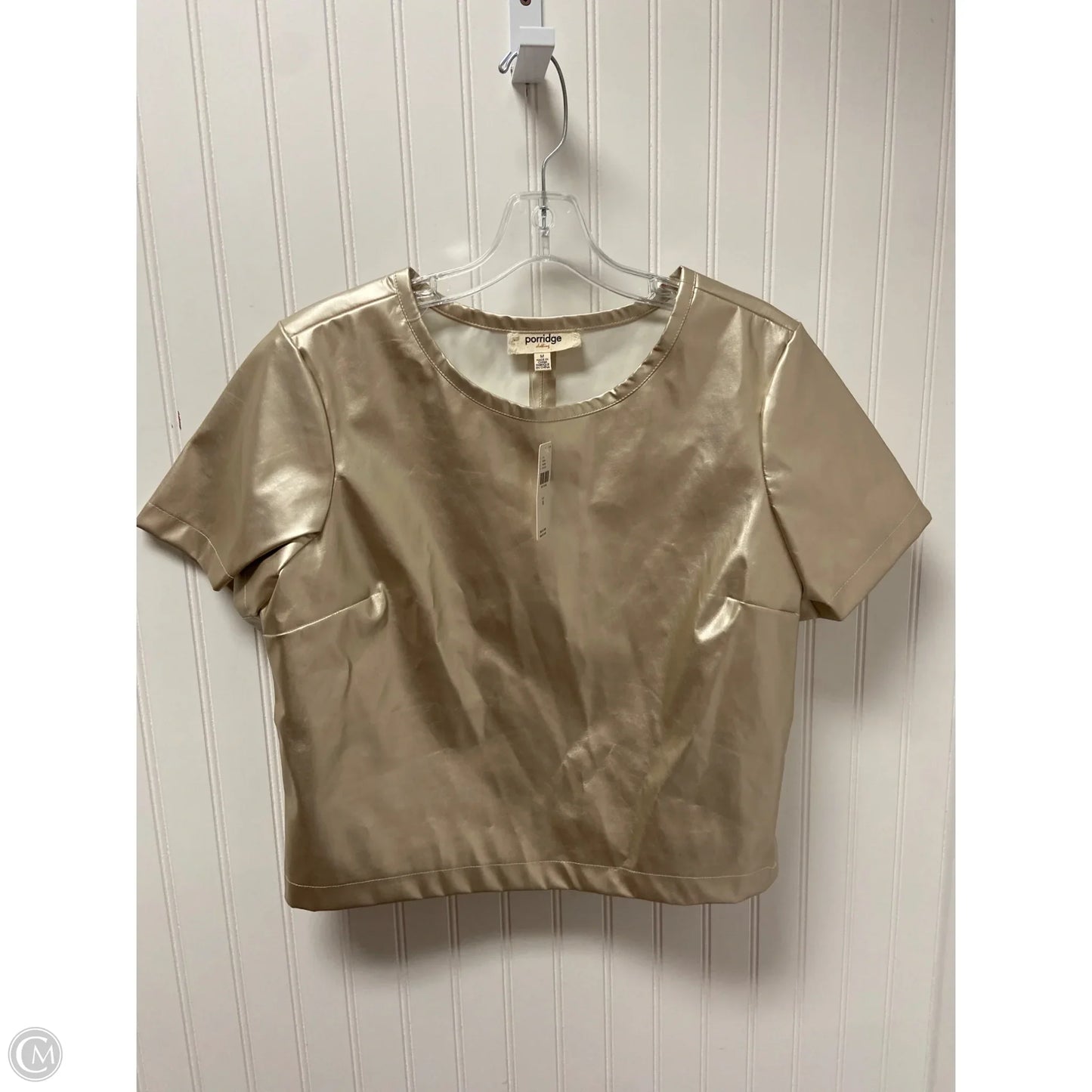 Top Short Sleeve By Anthropologie In Gold, Size: M