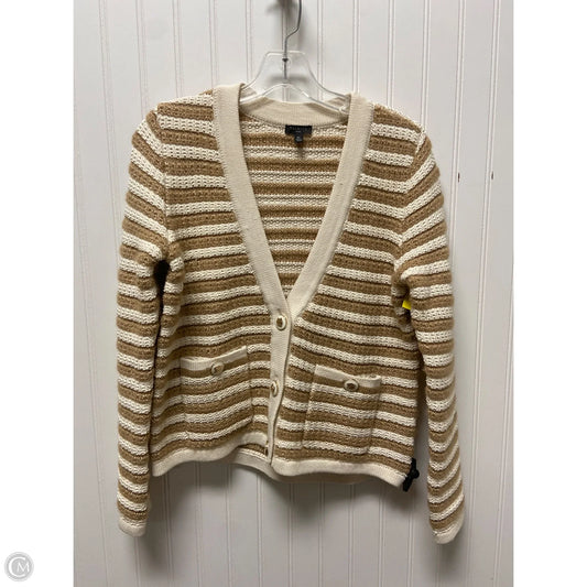 Sweater Cardigan By Talbots In Striped Pattern, Size: Mp