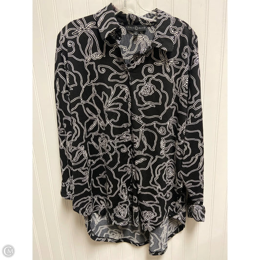 Tunic Long Sleeve By Fred David In Black & White, Size: M
