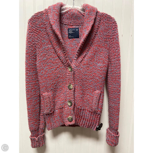 Sweater Cardigan By American Eagle In Blue & Red, Size: S