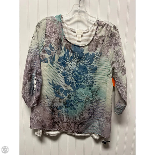 Top Long Sleeve By Chicos In Blue & Green, Size: M