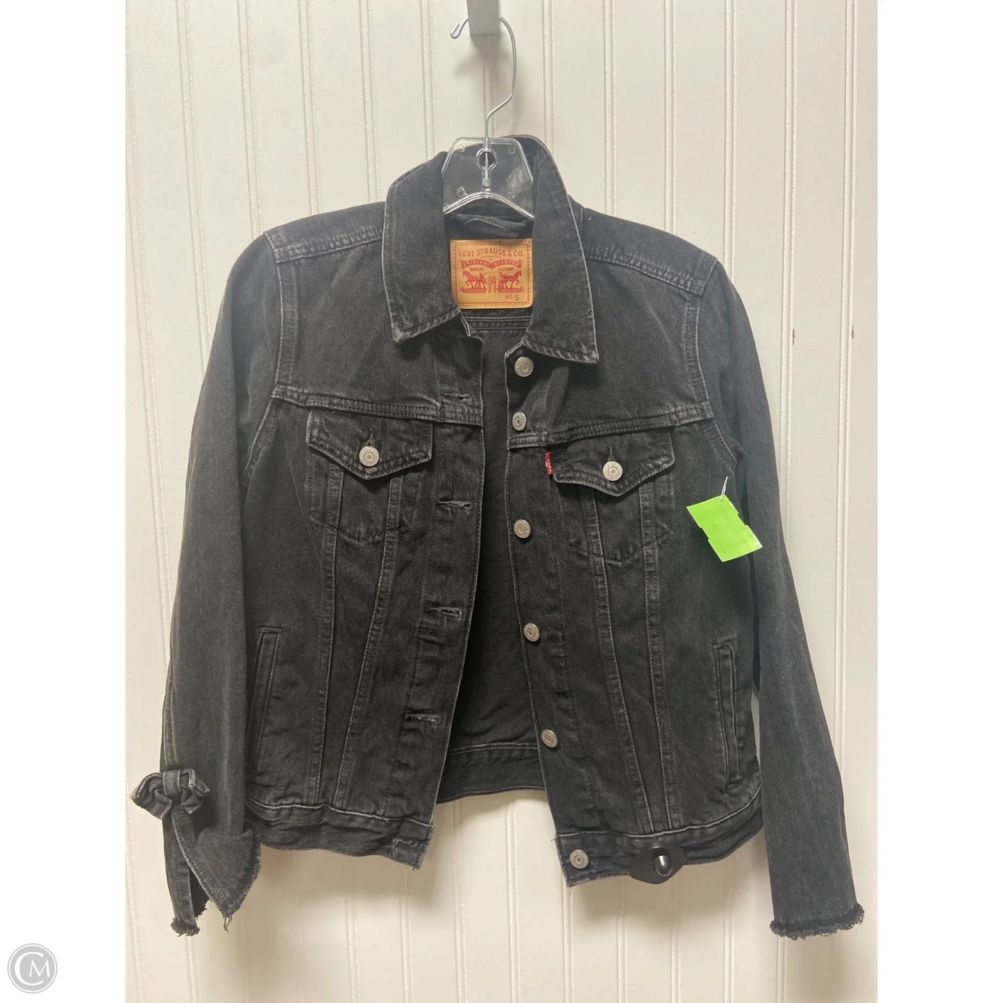 Jacket Denim By Levis In Black Denim, Size: S