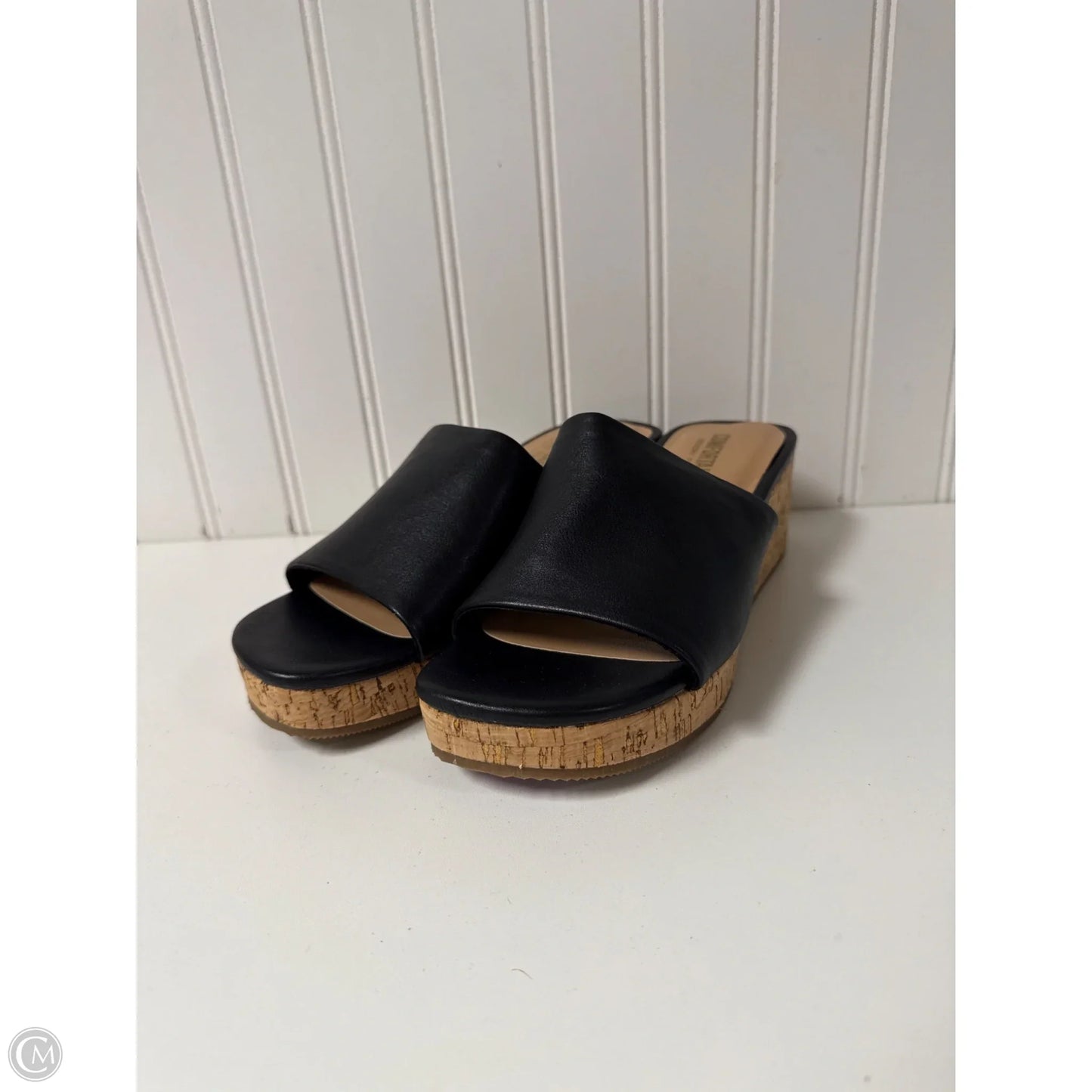 Shoes Heels Wedge By Clothes Mentor In Black & Cream, Size: 6