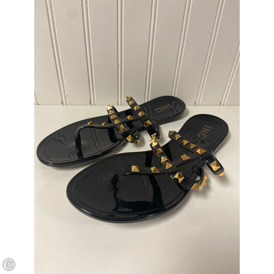 Sandals Flats By Inc In Black & Gold, Size: 8