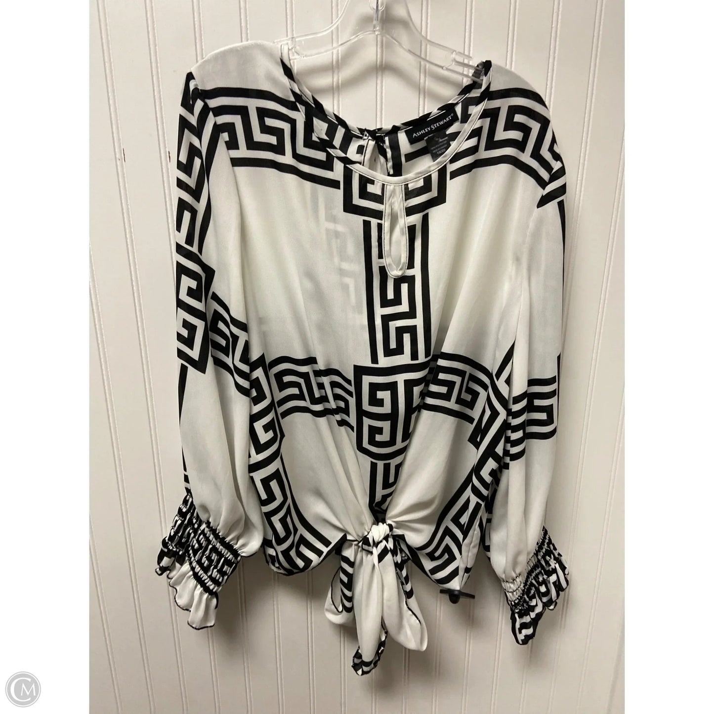 Top Long Sleeve By Ashley Stewart In Black & White, Size: 1x