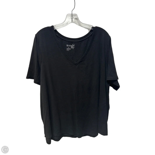 Top Short Sleeve By Terra & Sky In Black, Size: 2x