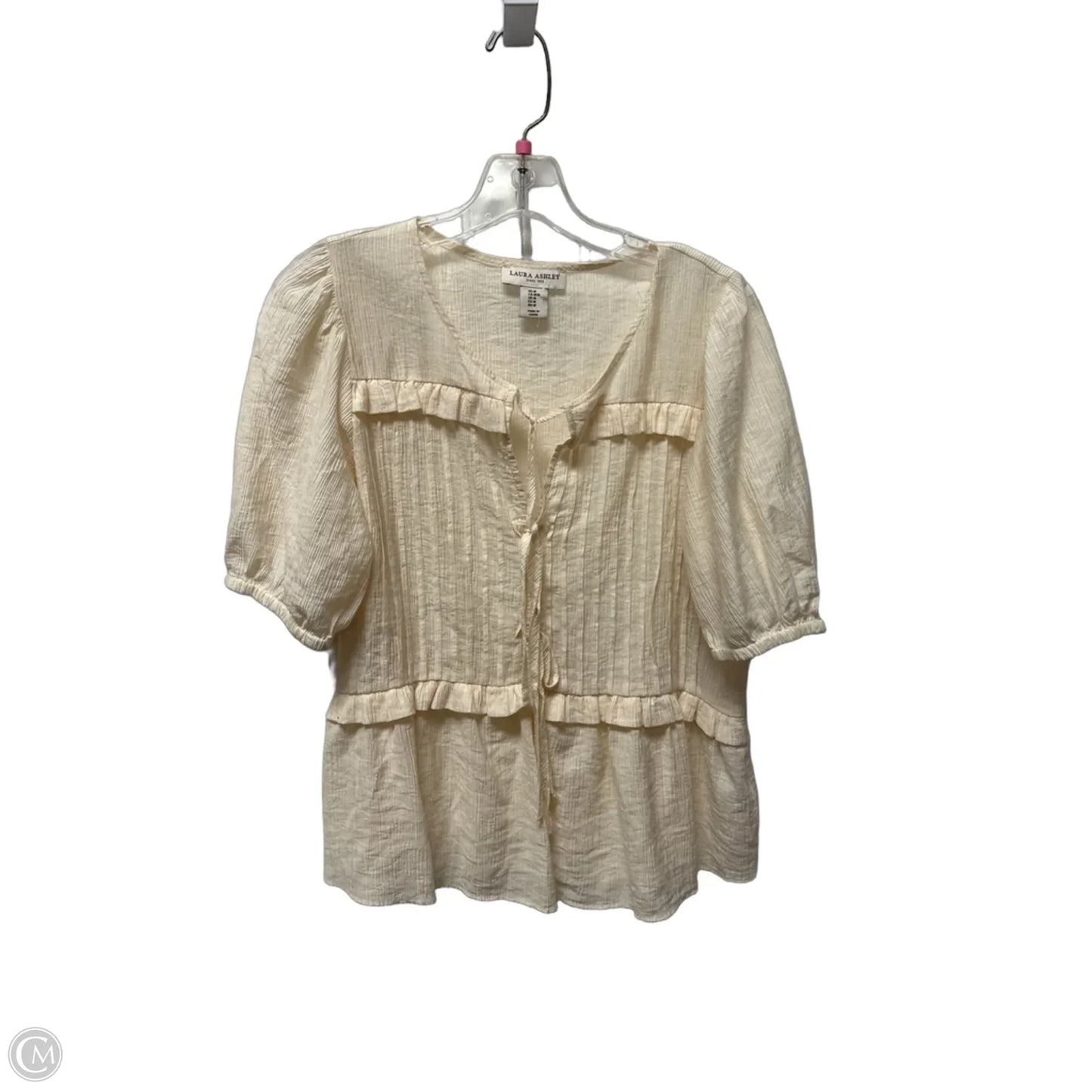 Top Short Sleeve By Laura Ashley In Cream, Size: M