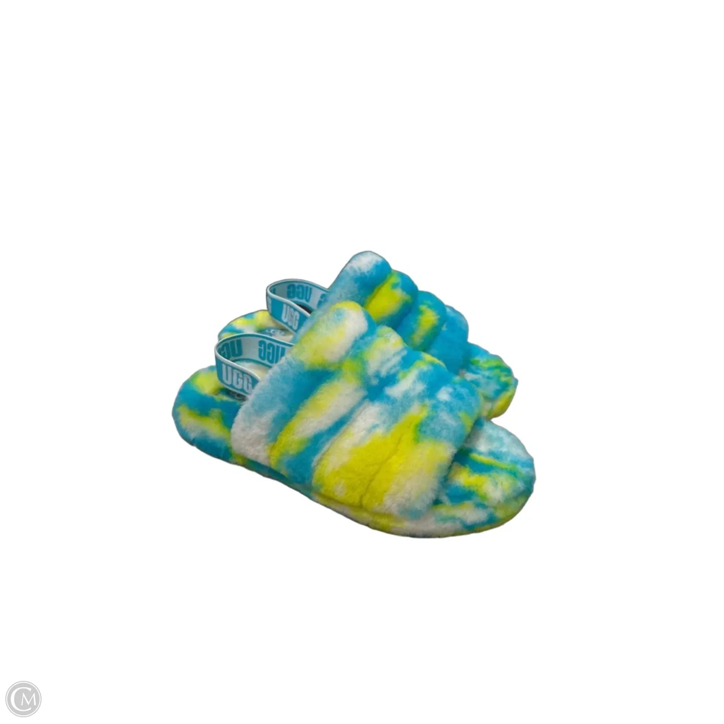 Slippers Designer By Ugg In Blue & Yellow, Size: 8