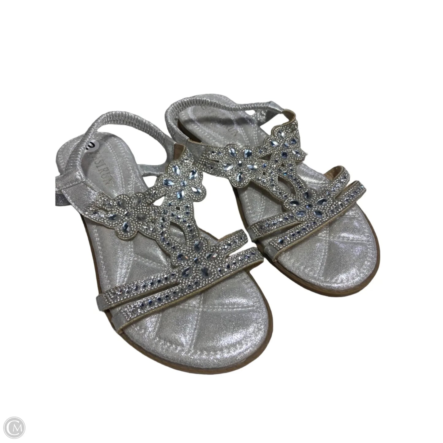 Sandals Flats By Clothes Mentor In Silver, Size: 10