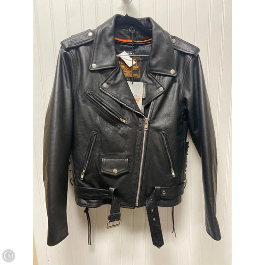 Jacket Leather By Clothes Mentor In Black, Size: L