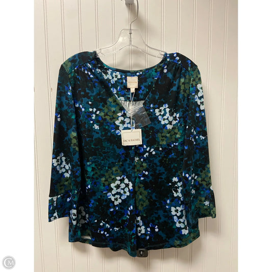 Top Long Sleeve By Zac And Rachel In Blue & Green, Size: S